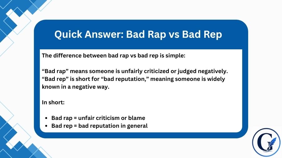 Bad Rap vs Bad Rep