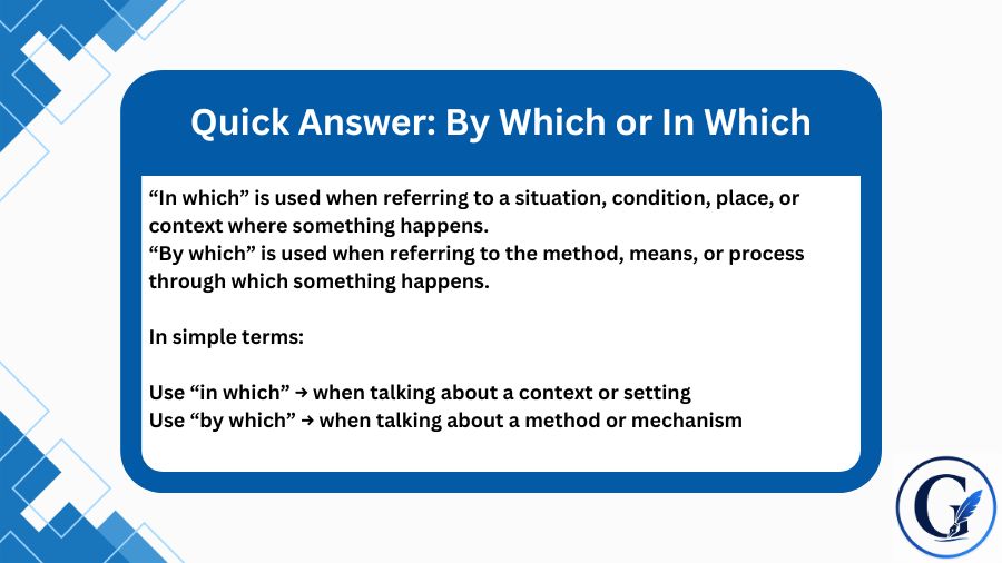 By Which or In Which