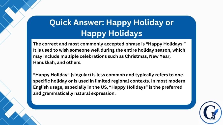 Happy Holiday or Happy Holidays