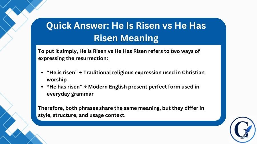 He Is Risen vs He Has Risen