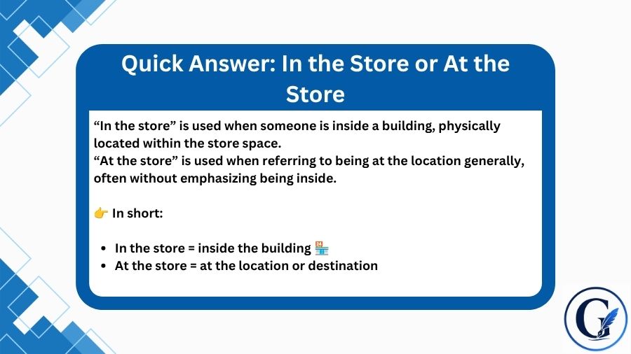 In the Store or At the Store