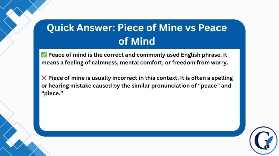 Piece of Mine vs Peace of Mind