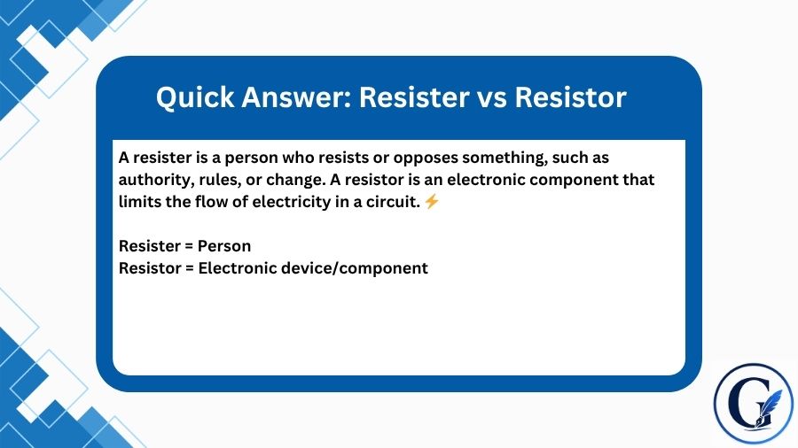 Resister vs Resistor
