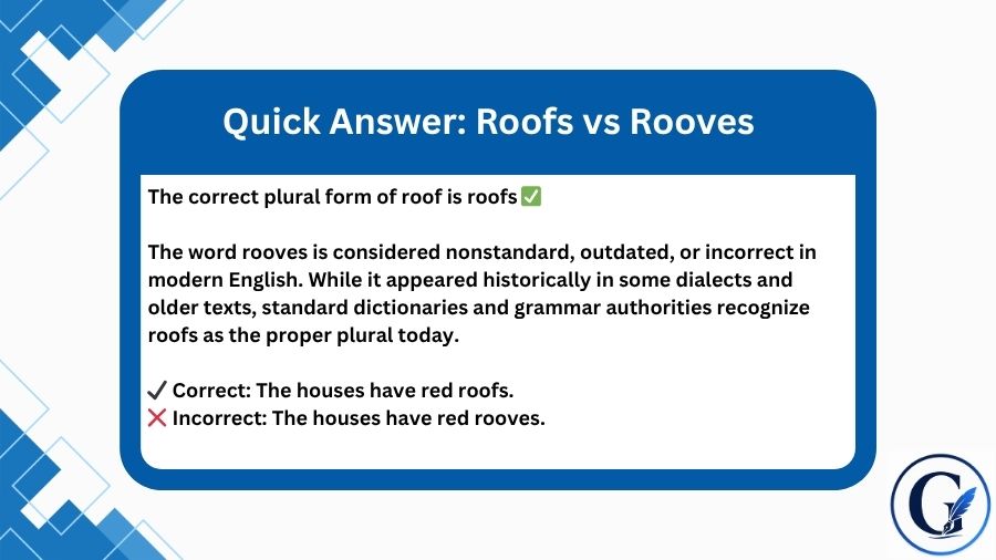 Roofs vs Rooves