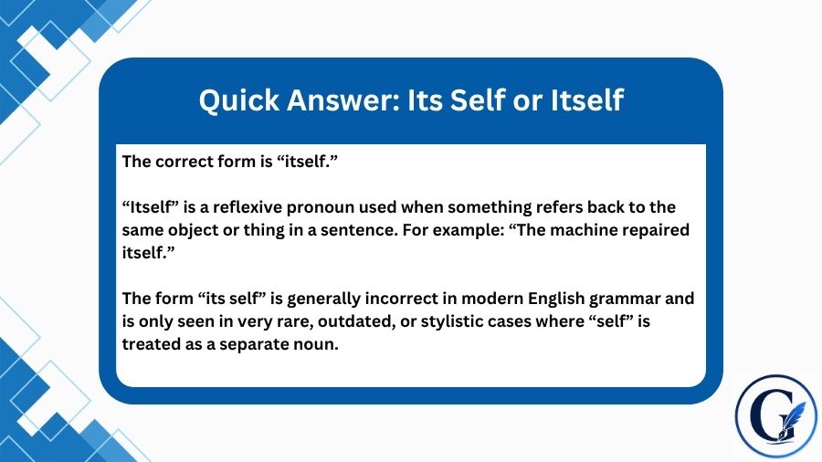Its Self or Itself