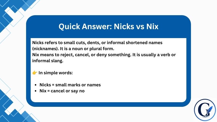 Nicks vs Nix