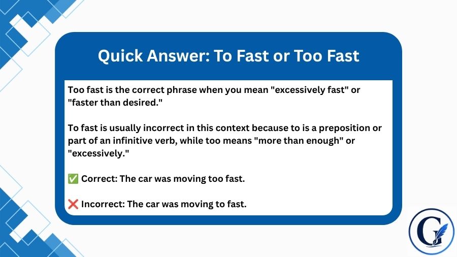 To Fast or Too Fast