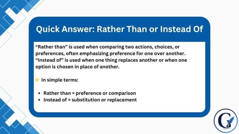 Instead Examples Rather Than or Instead Of: Clear Grammar Guide (2026)