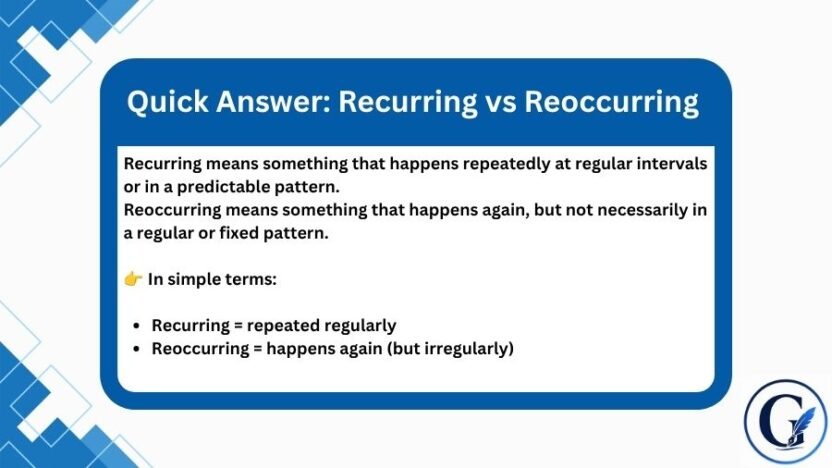 Recurring vs Reoccurring: Key Differences Explained (2026)